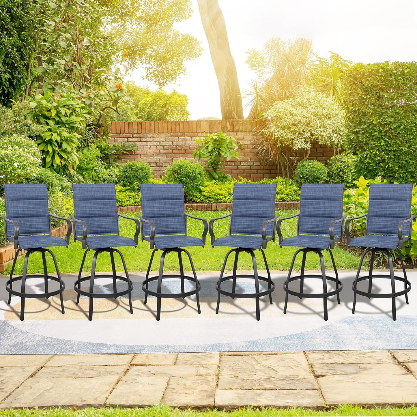 2 Piece Outdoor Patio Swivel Bar Chairs