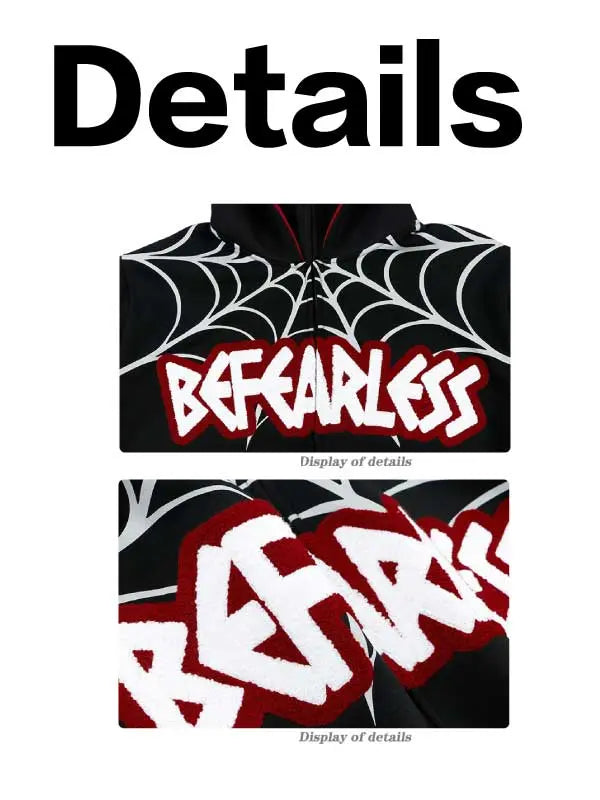Spider Web Print Full Zip Up Hoodie