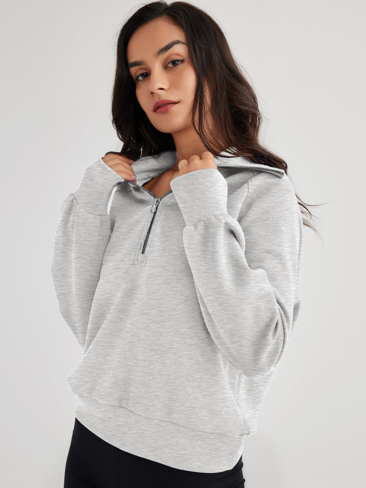 Womens Oversized Sweatshirts Half Zip Pullover Long
