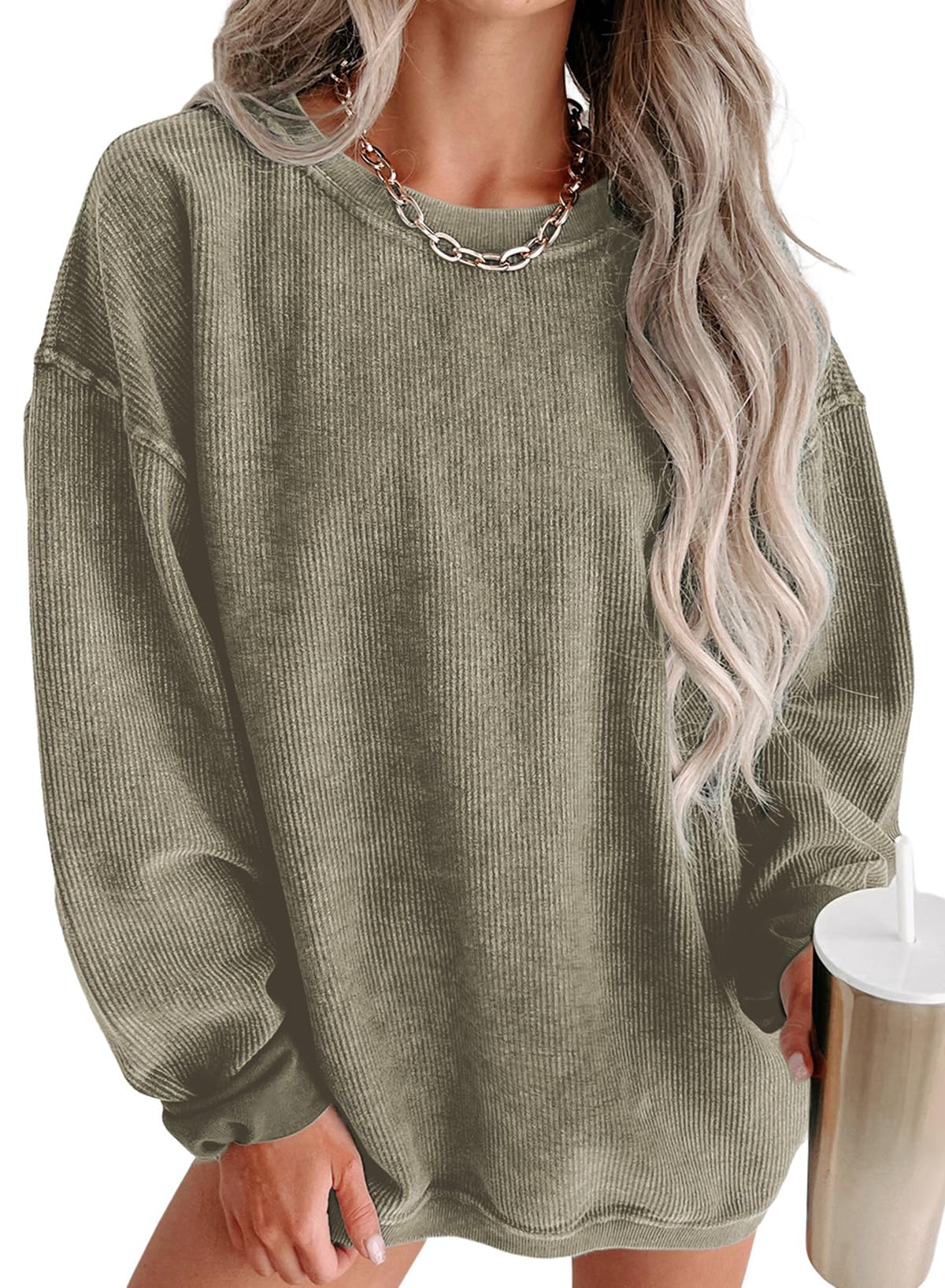 Women Casual Oversized Long Sleeve Crewneck Sweatshirts