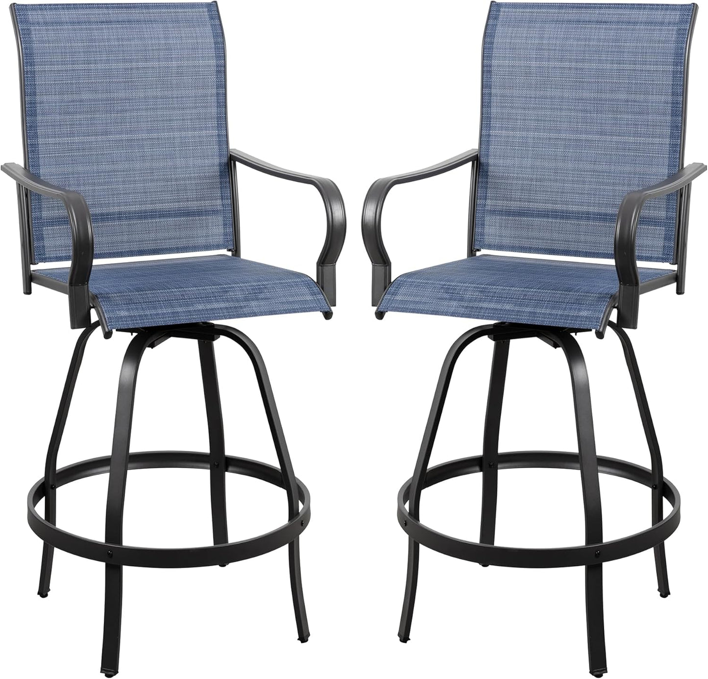 2 Piece Outdoor Patio Swivel Bar Chairs