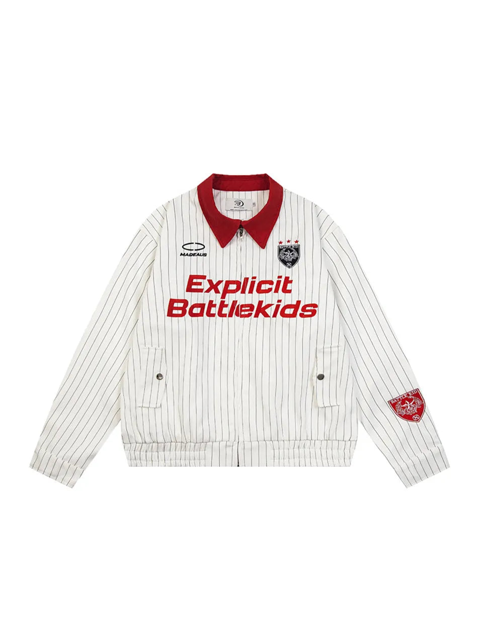 Striped Patchwork Baseball Jacket for Women