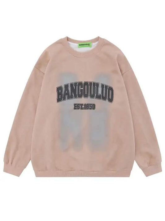 Women's Leisure Letter Washed Crew Neck Sweatshirt