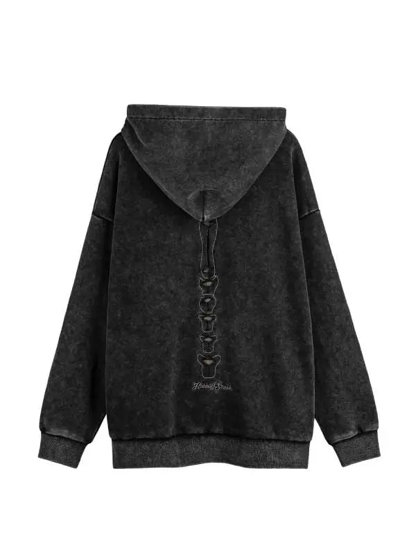 Men's Loose Fit Skull Print Hooded Sweatshirt