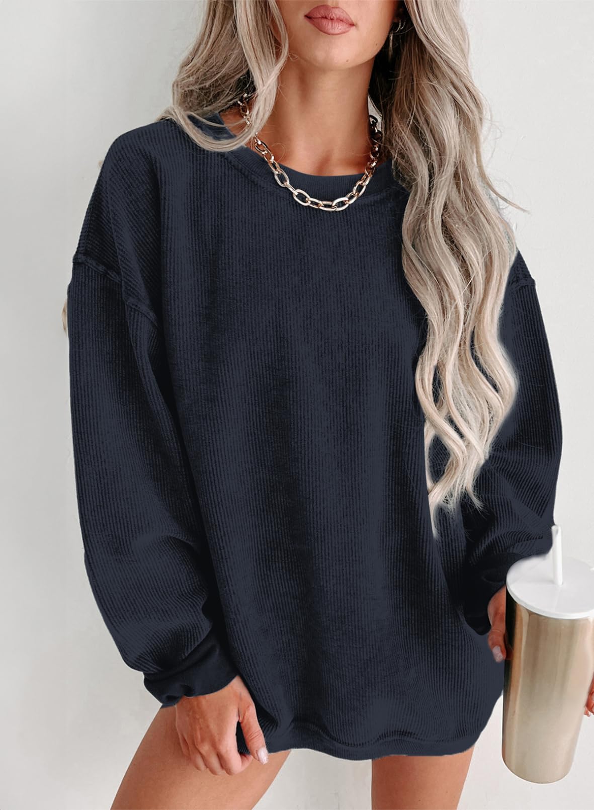 Women Casual Oversized Long Sleeve Crewneck Sweatshirts