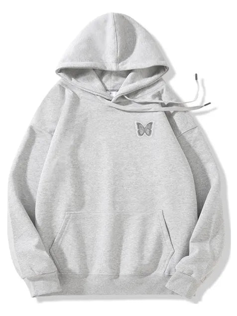 320g Silver Future Butterfly Printed Cotton Hoodie