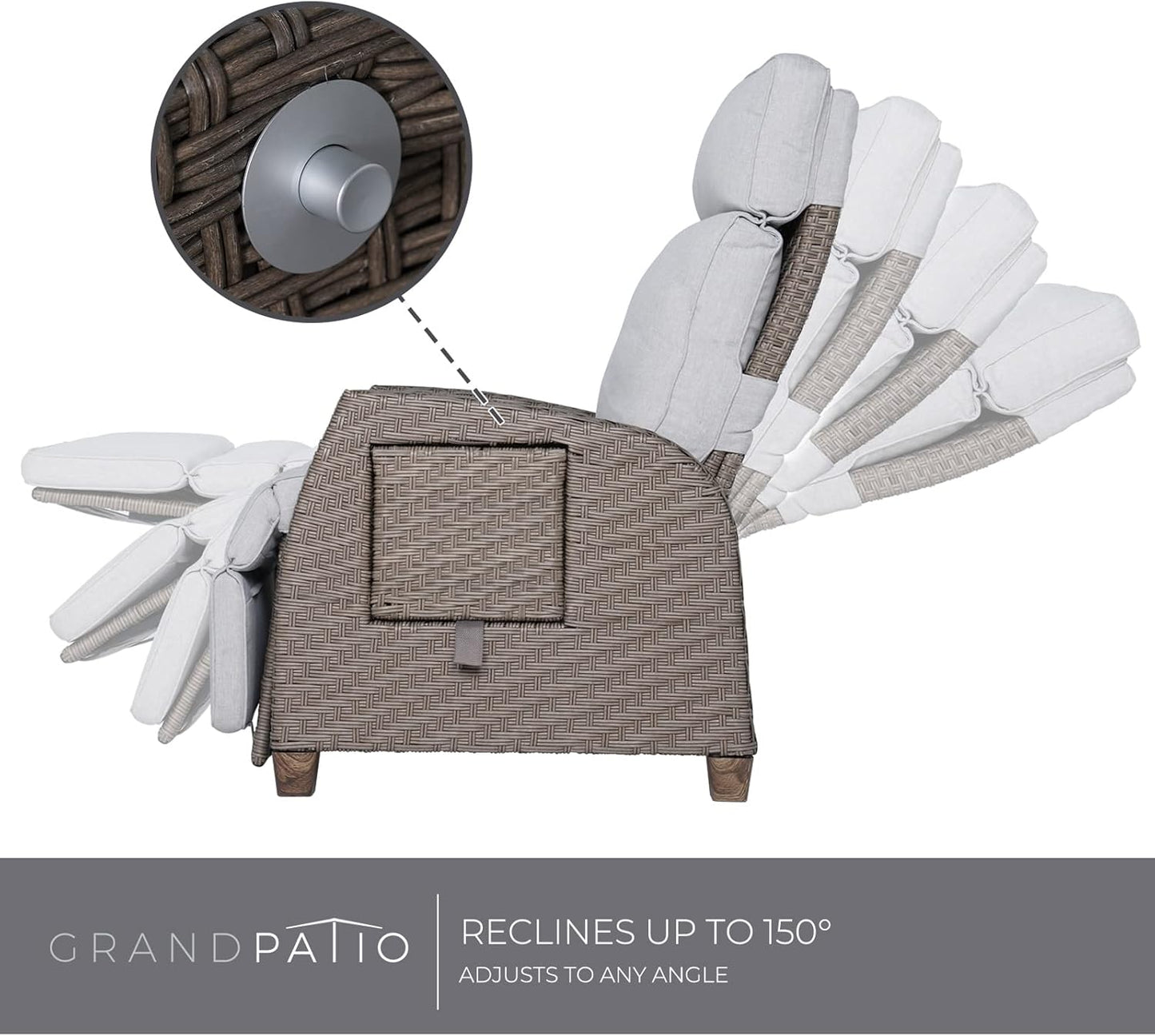 Outdoor Recliner Chair Patio 150° Lay Flat Recliner