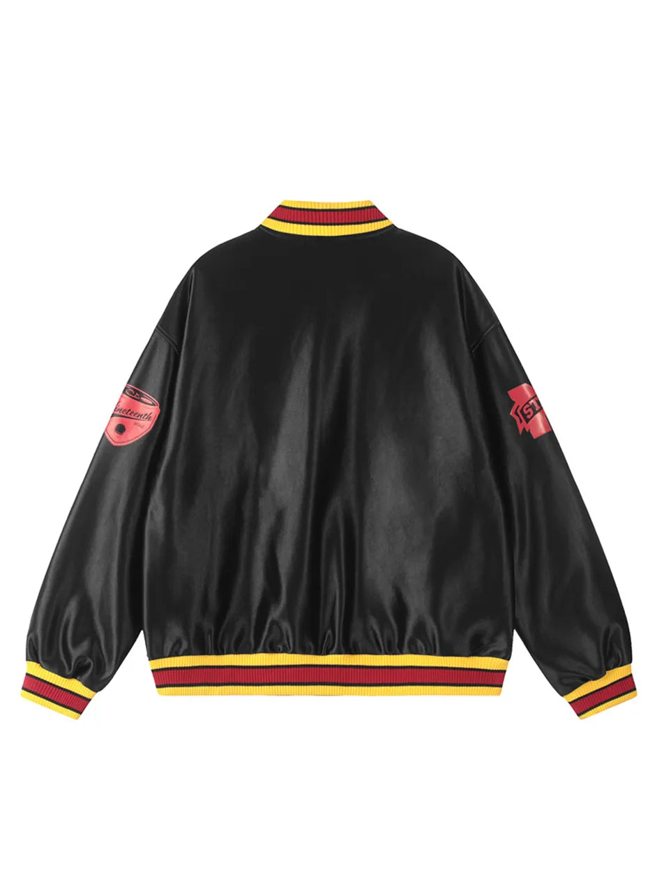 Shiny Letter Patchwork Element Baseball Jacket for Men