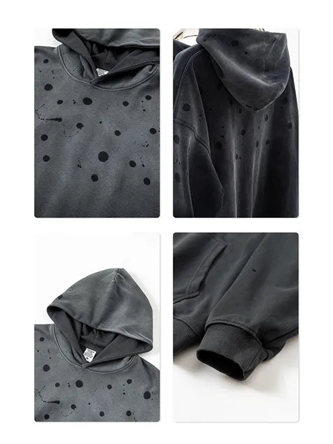 410g Wash Old Dotted Cotton Hoodie