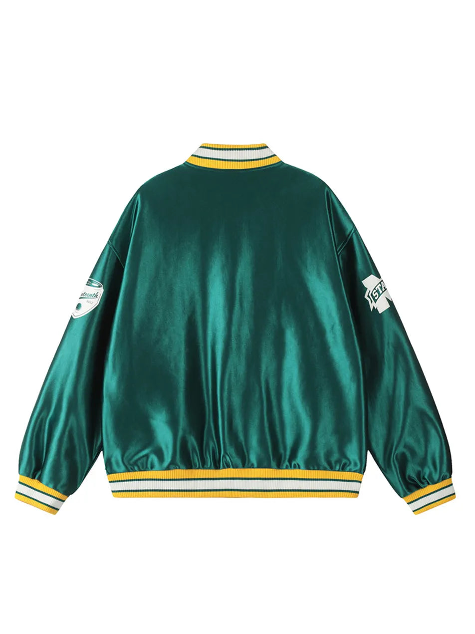 Shiny Letter Patchwork Element Baseball Jacket for Men