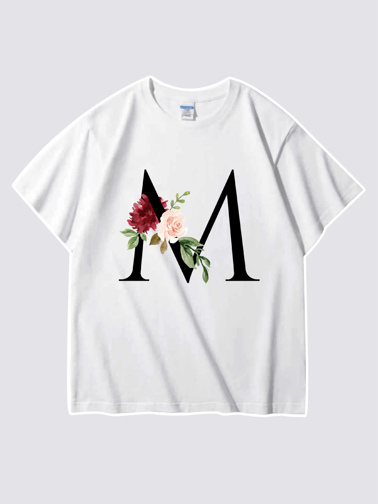 Letter and Floral Graphic Tee For Mom