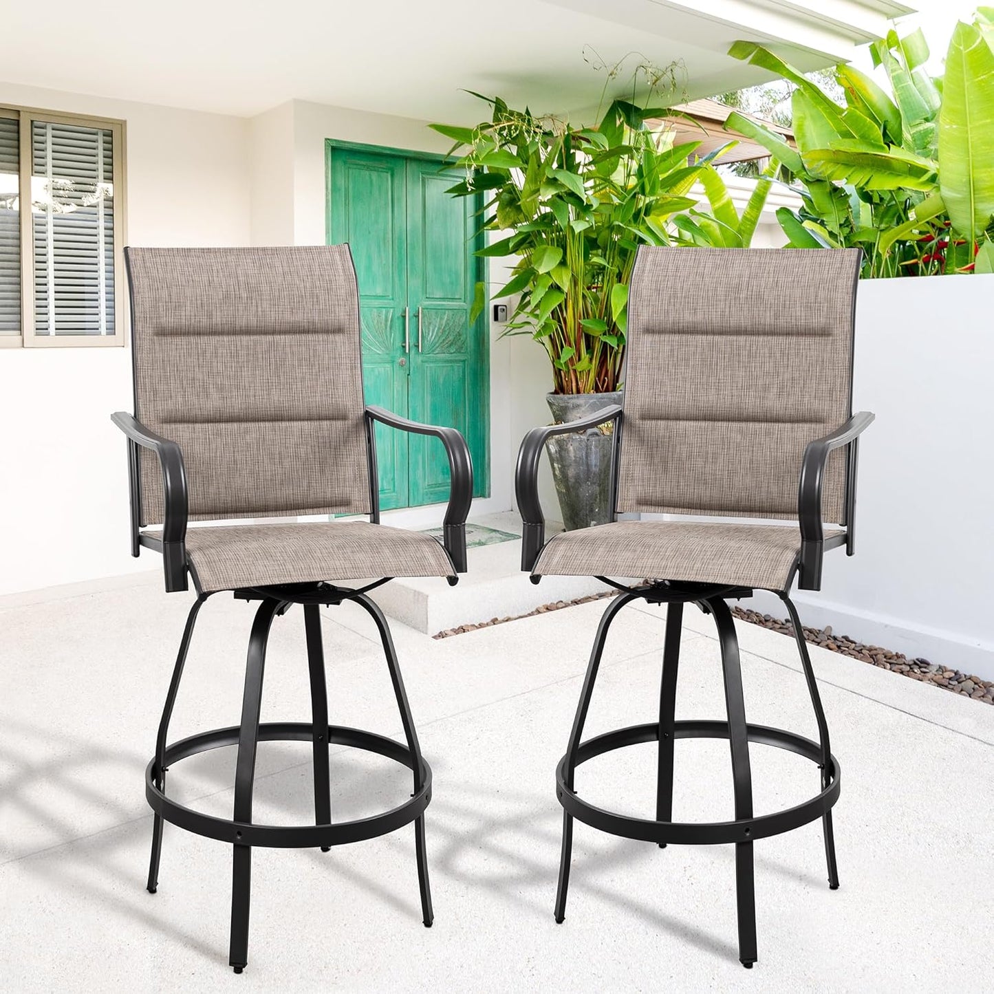 2 Piece Outdoor Patio Swivel Bar Chairs