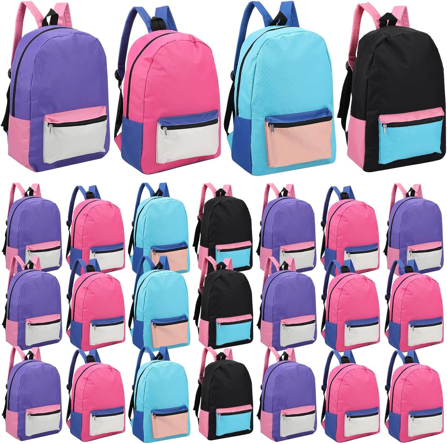 24 Pack Backpacks Bulk Backpack for School 17 Inch Bookbags Back