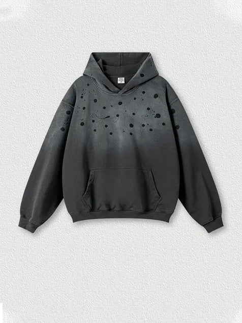 410g Wash Old Dotted Cotton Hoodie