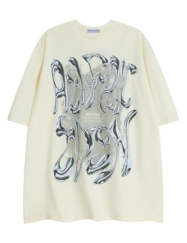 Metalic Graphic Tees Men Y2k Oversized T Shirts Women Vintage Tees Unisex Summer Tops