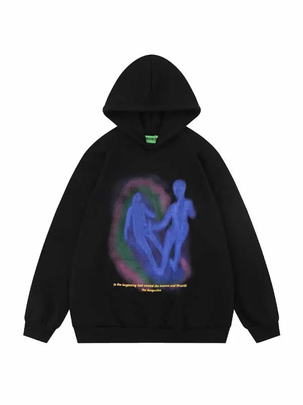 Girl Figure & Letter Graphic Hoodie