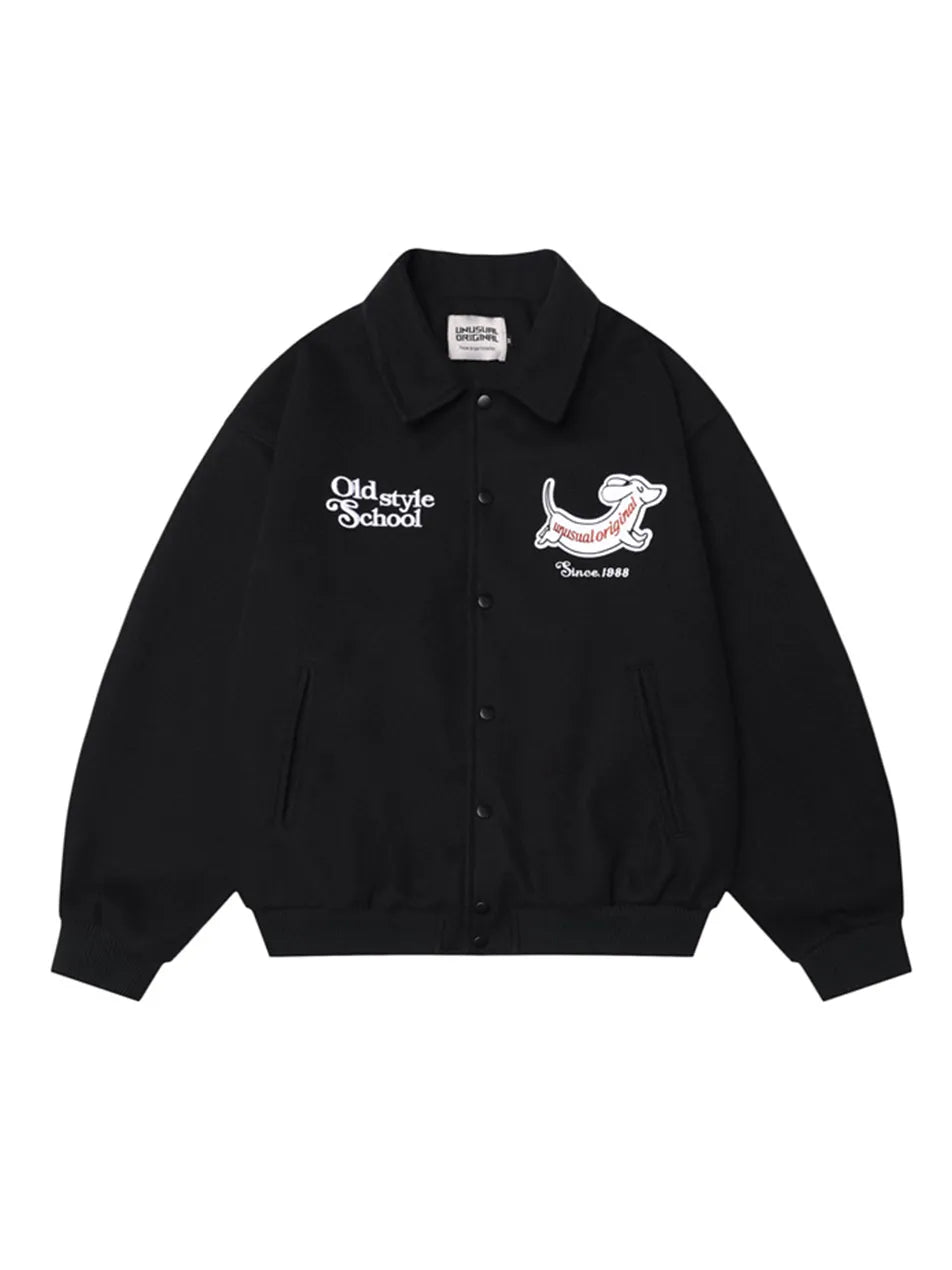 Puppy Embroidery Stick Polo Jacket For Man