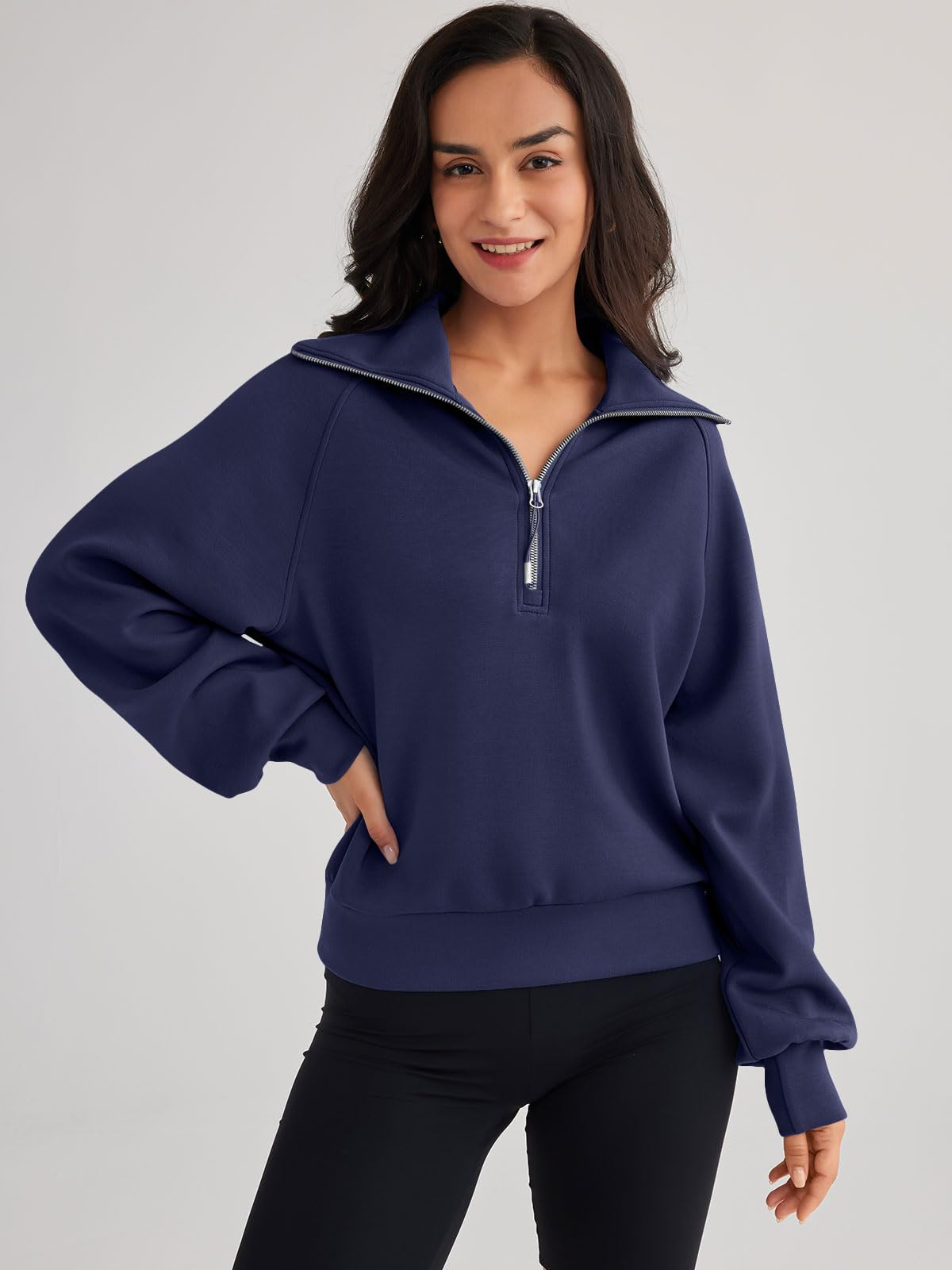 Womens Oversized Sweatshirts Half Zip Pullover Long