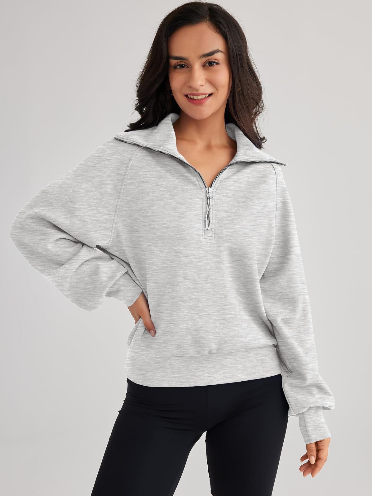 Womens Oversized Sweatshirts Half Zip Pullover Long