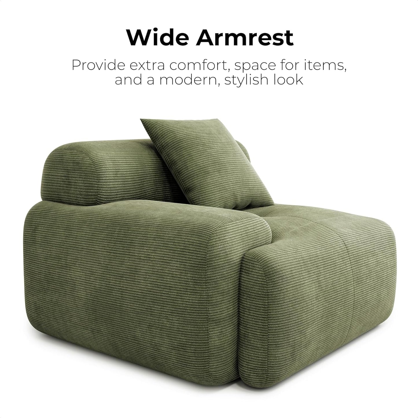 118 Inch L Shaped Modular Sofa with Ottoman Corduroy Beige