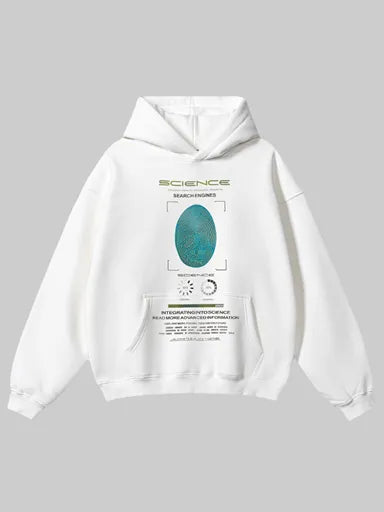 345g Vintage Wash Old Cotton Science Fingerprint Hoddie