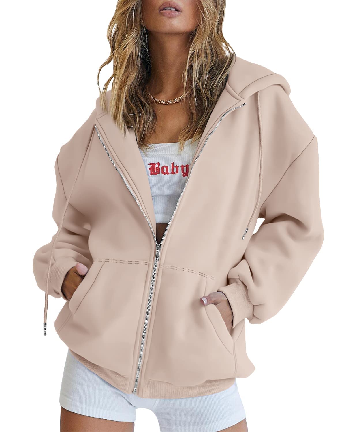 Womens Zip Up Hoodies Long Sleeve Fall Oversized Sweatshirts