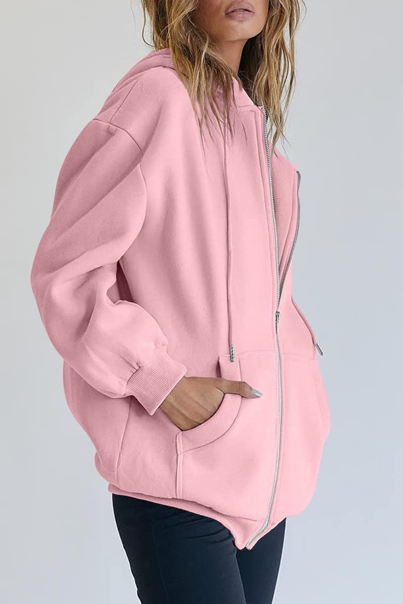 Womens Zip Up Hoodies Long Sleeve Fall Oversized Sweatshirts
