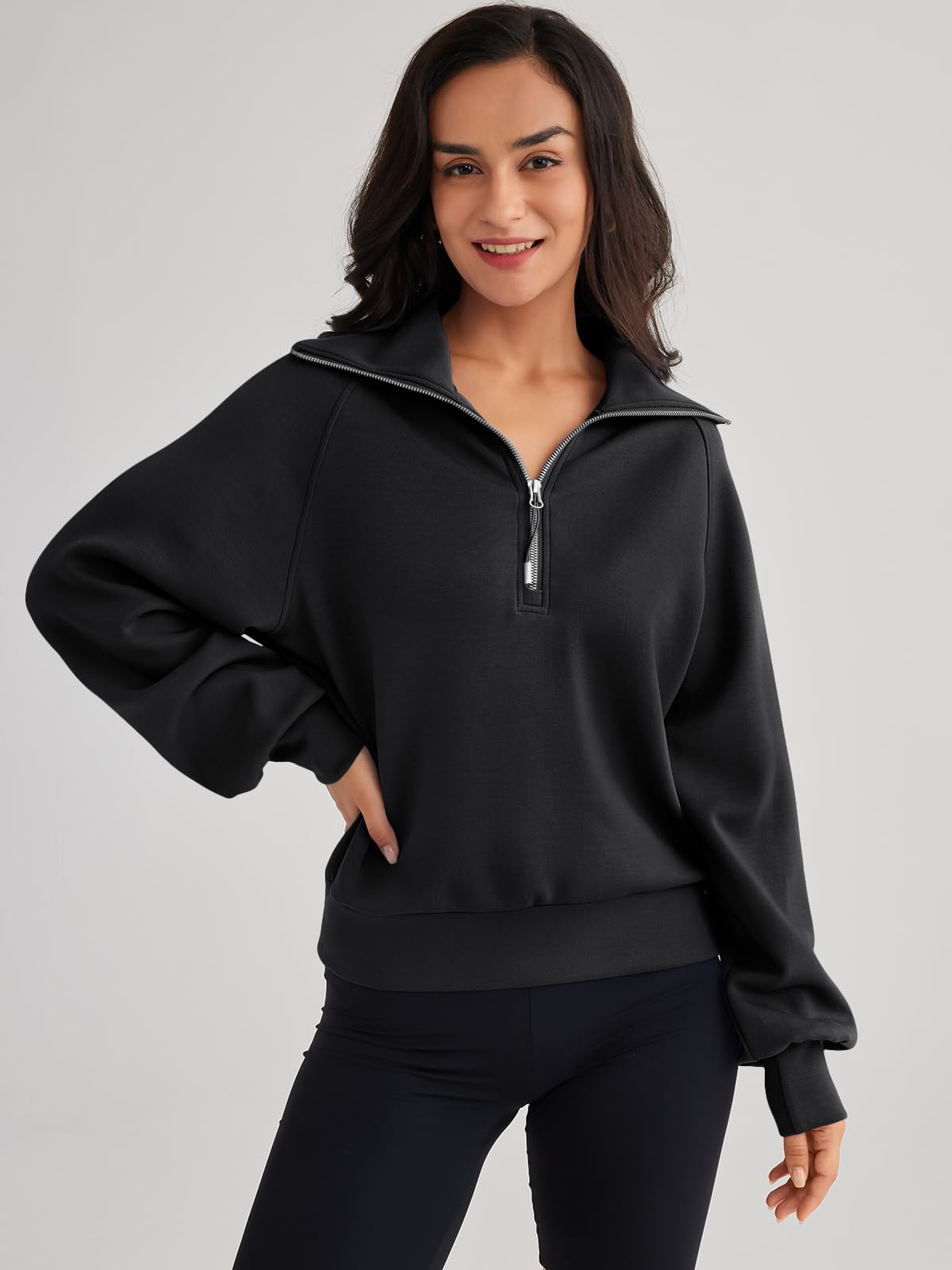Womens Oversized Sweatshirts Half Zip Pullover Long
