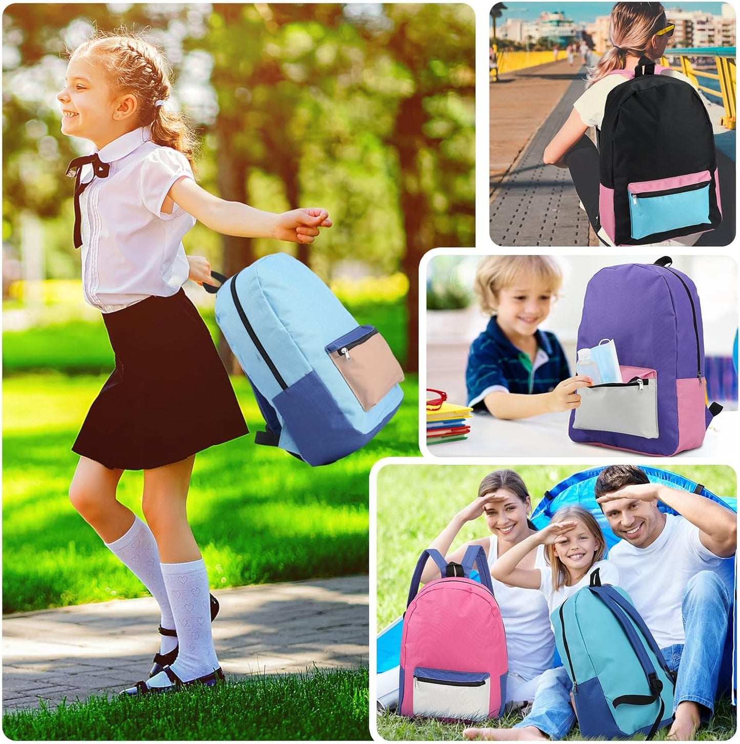 24 Pack Backpacks Bulk Backpack for School 17 Inch Bookbags Back