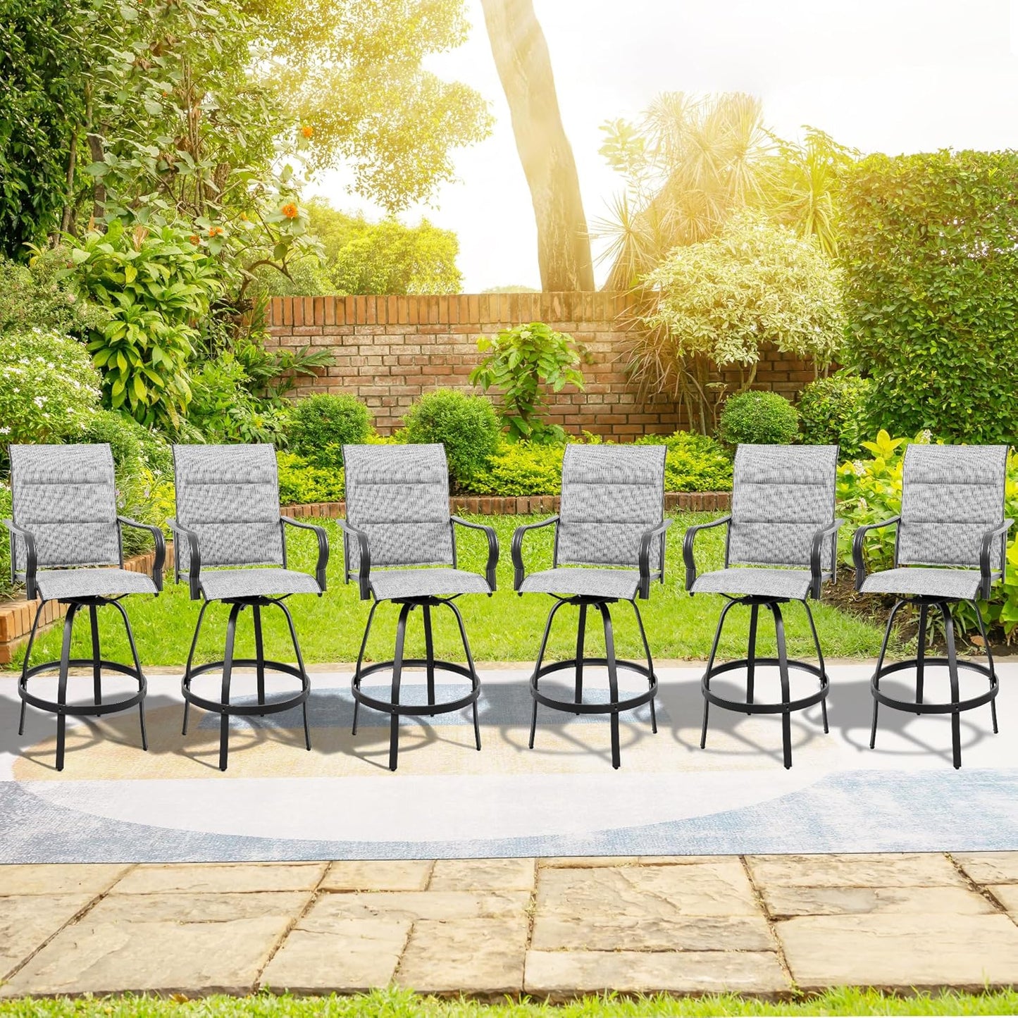 2 Piece Outdoor Patio Swivel Bar Chairs
