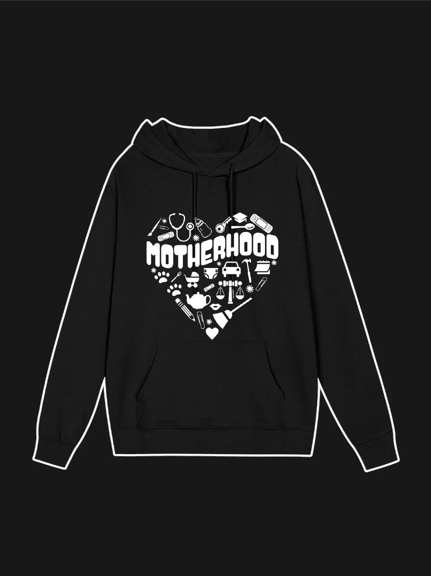 Motherhood Heart Graphic Hoodie Custom