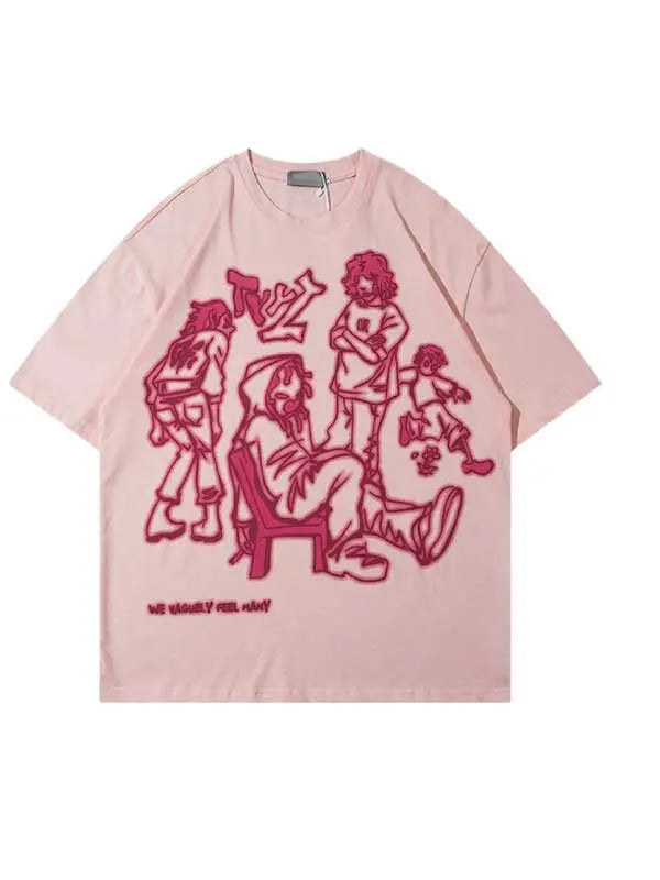 Women's Pink Street Style Short Sleeve T-Shirt