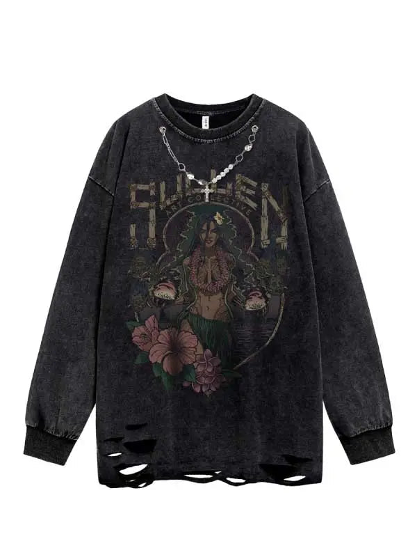 Men's Necklace Crew Neck Graphic Sweatshirt