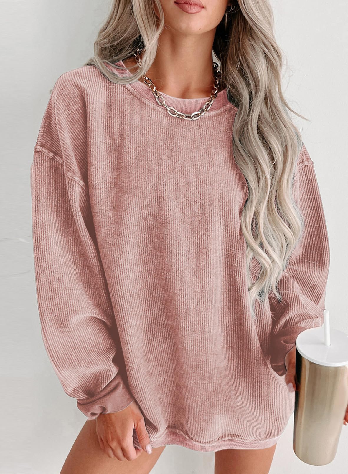 Women Casual Oversized Long Sleeve Crewneck Sweatshirts