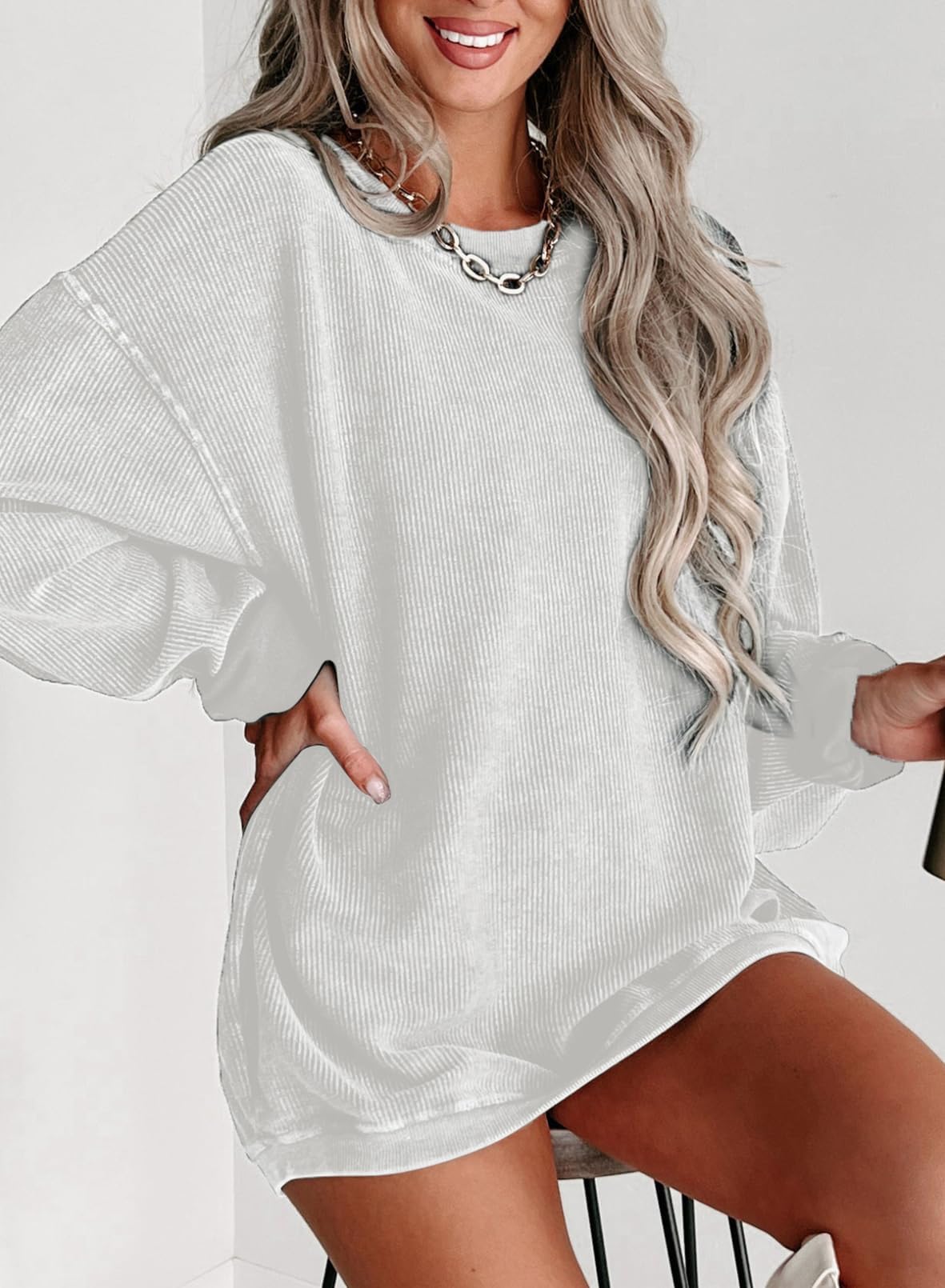 Women Casual Oversized Long Sleeve Crewneck Sweatshirts