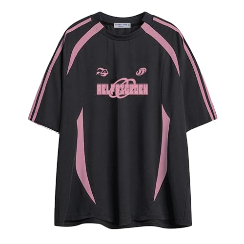 Oversized T Shirt Men 90s Shirt Unisex Streetwear Contrast Color Graphic Tees