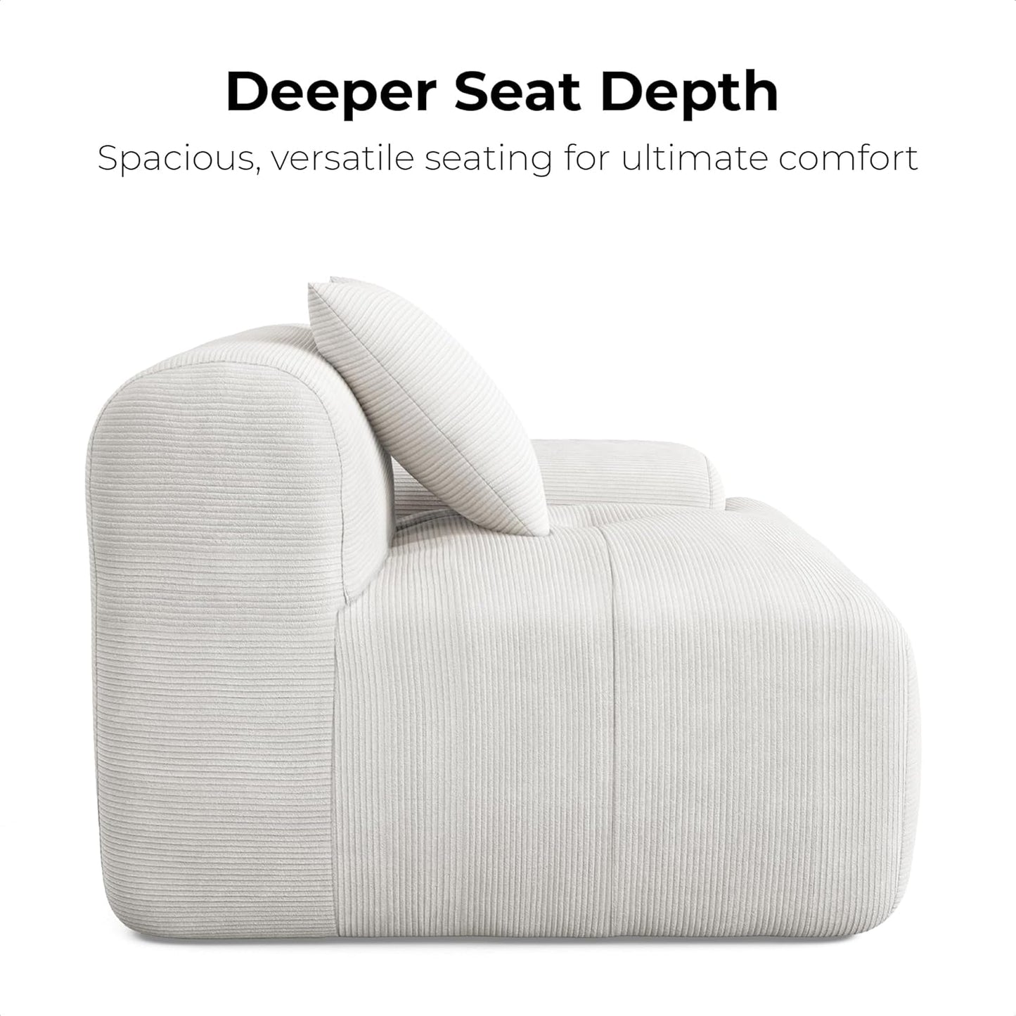 118 Inch L Shaped Modular Sofa with Ottoman Corduroy Beige