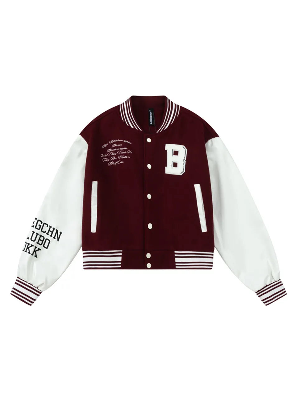 Women's Letter Patchwork Baseball Jacket with Stylish Details