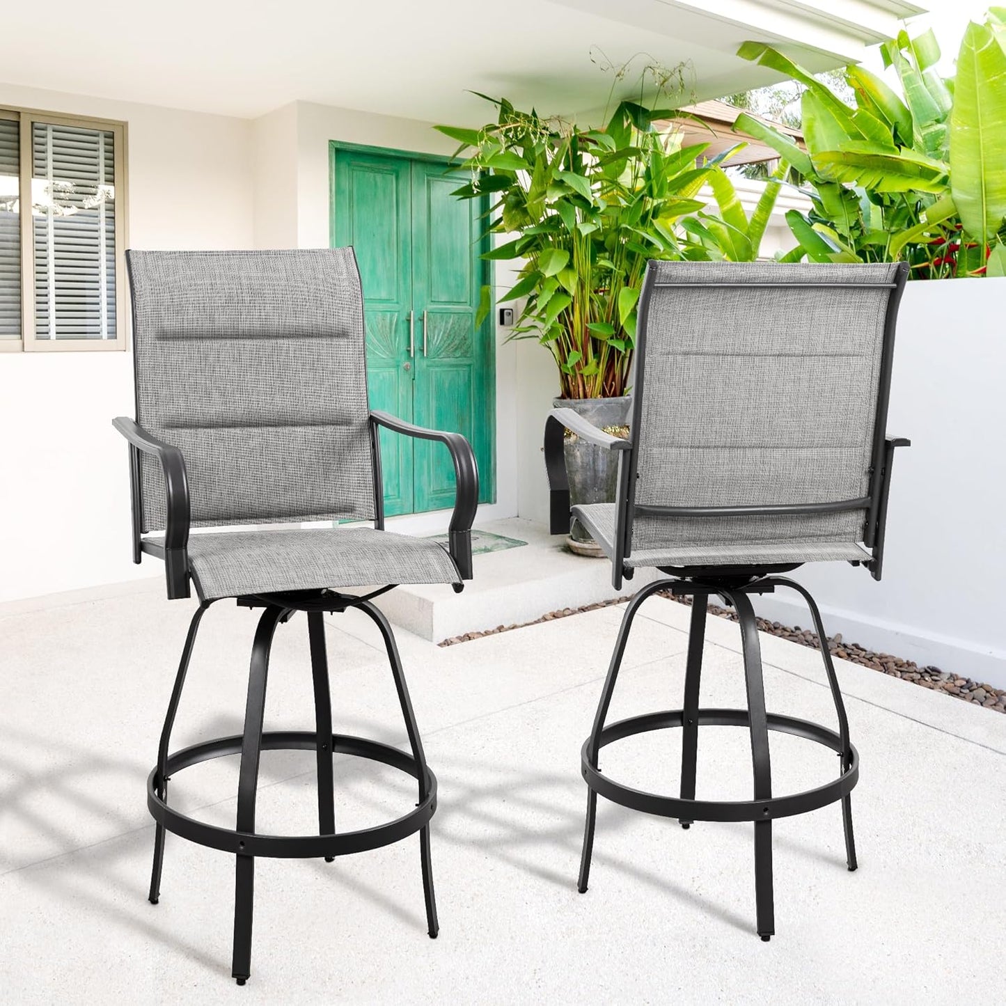 2 Piece Outdoor Patio Swivel Bar Chairs