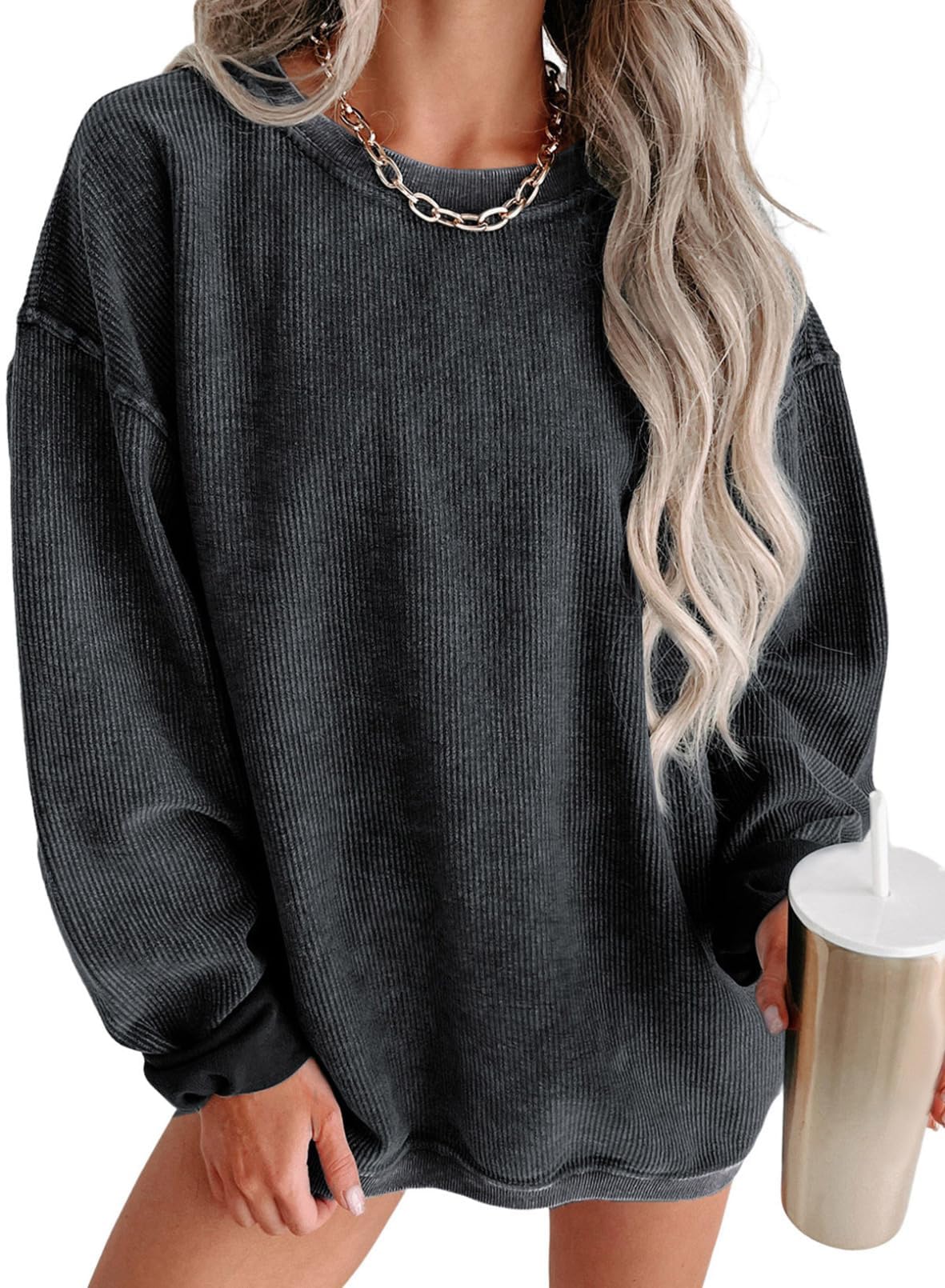 Women Casual Oversized Long Sleeve Crewneck Sweatshirts