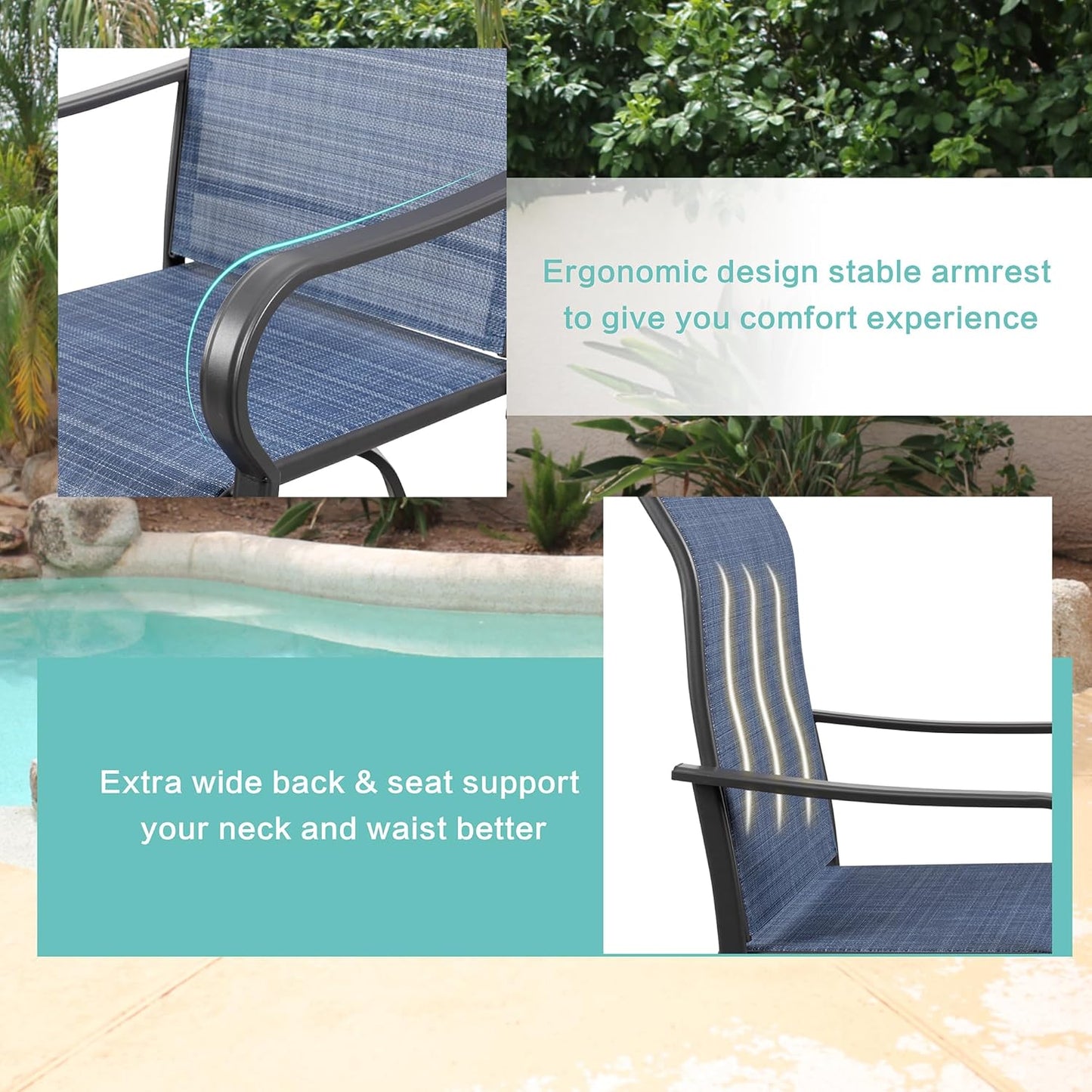 2 Piece Outdoor Patio Swivel Bar Chairs