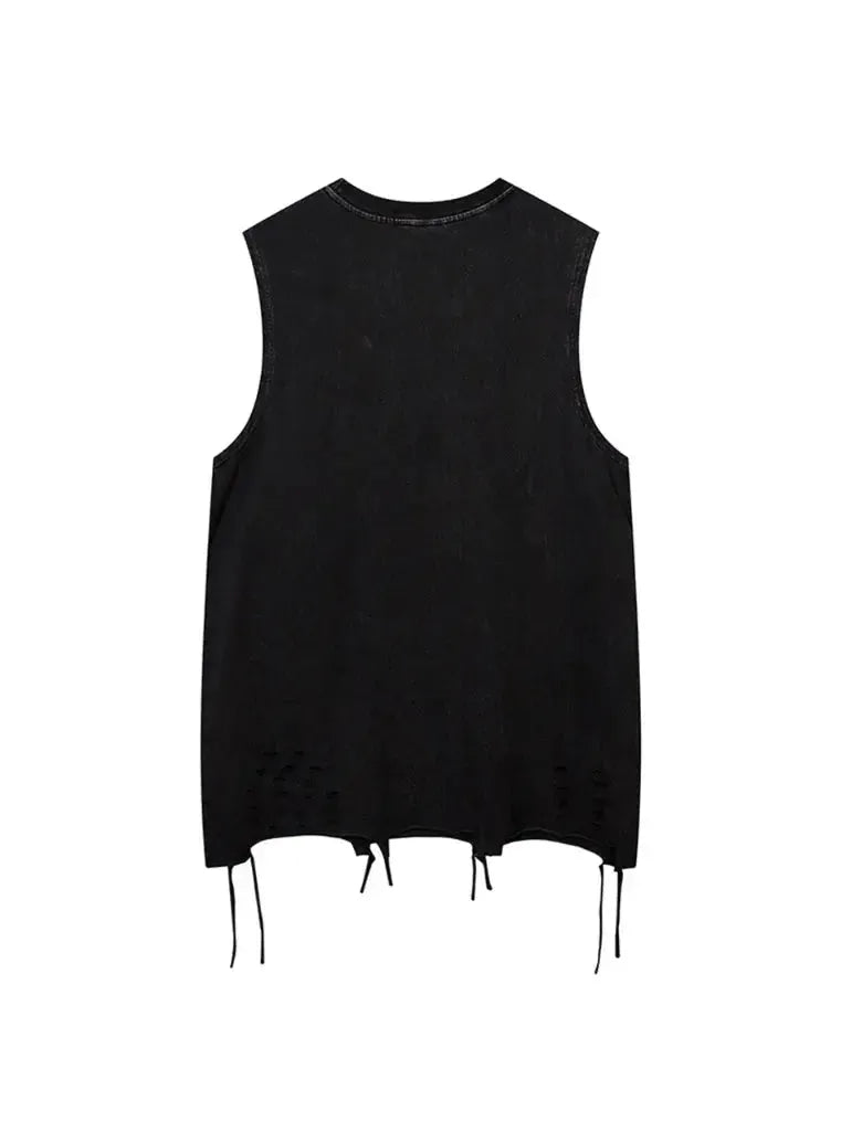 Butterfly Necklace Ripped Vest