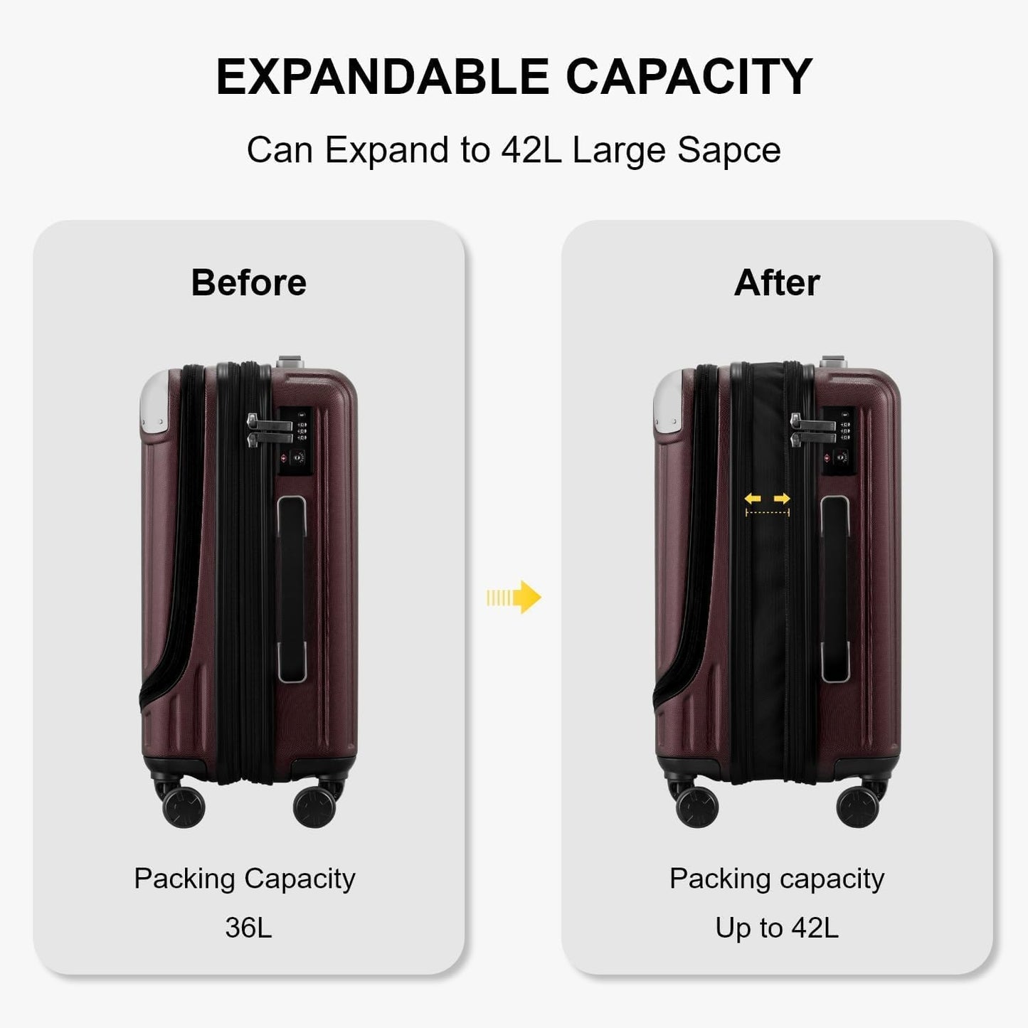 Luggage Airline Approved 20 Inch Expandable Hard Sided Luggages