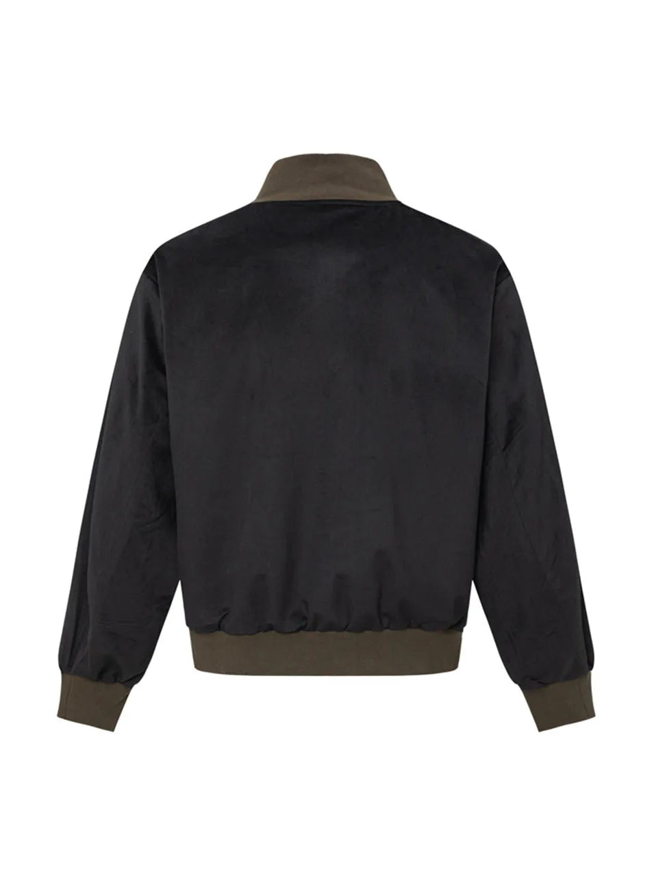 Color Contrast Zipper Stand-up Collar Jacket for Men