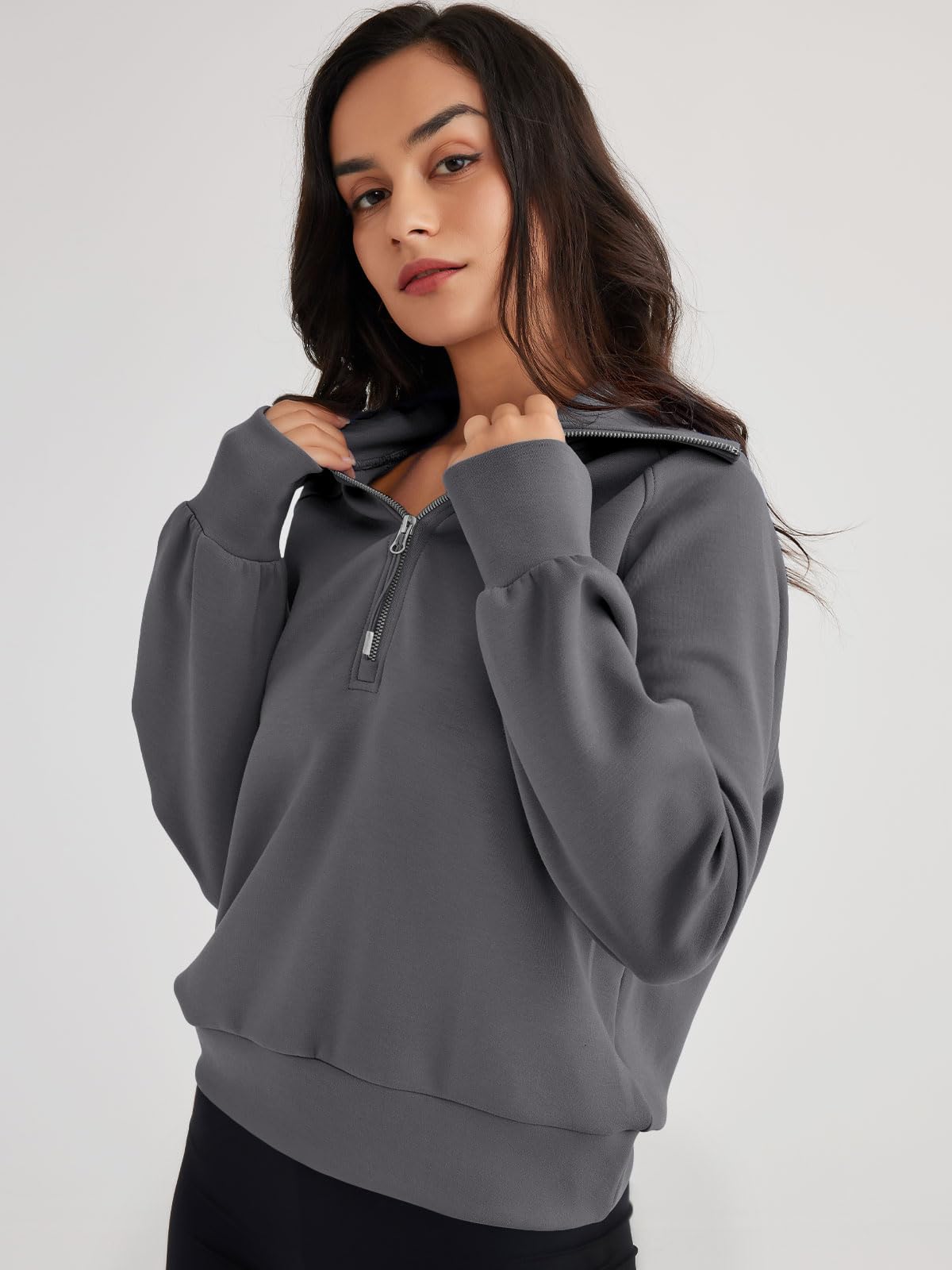 Womens Oversized Sweatshirts Half Zip Pullover Long