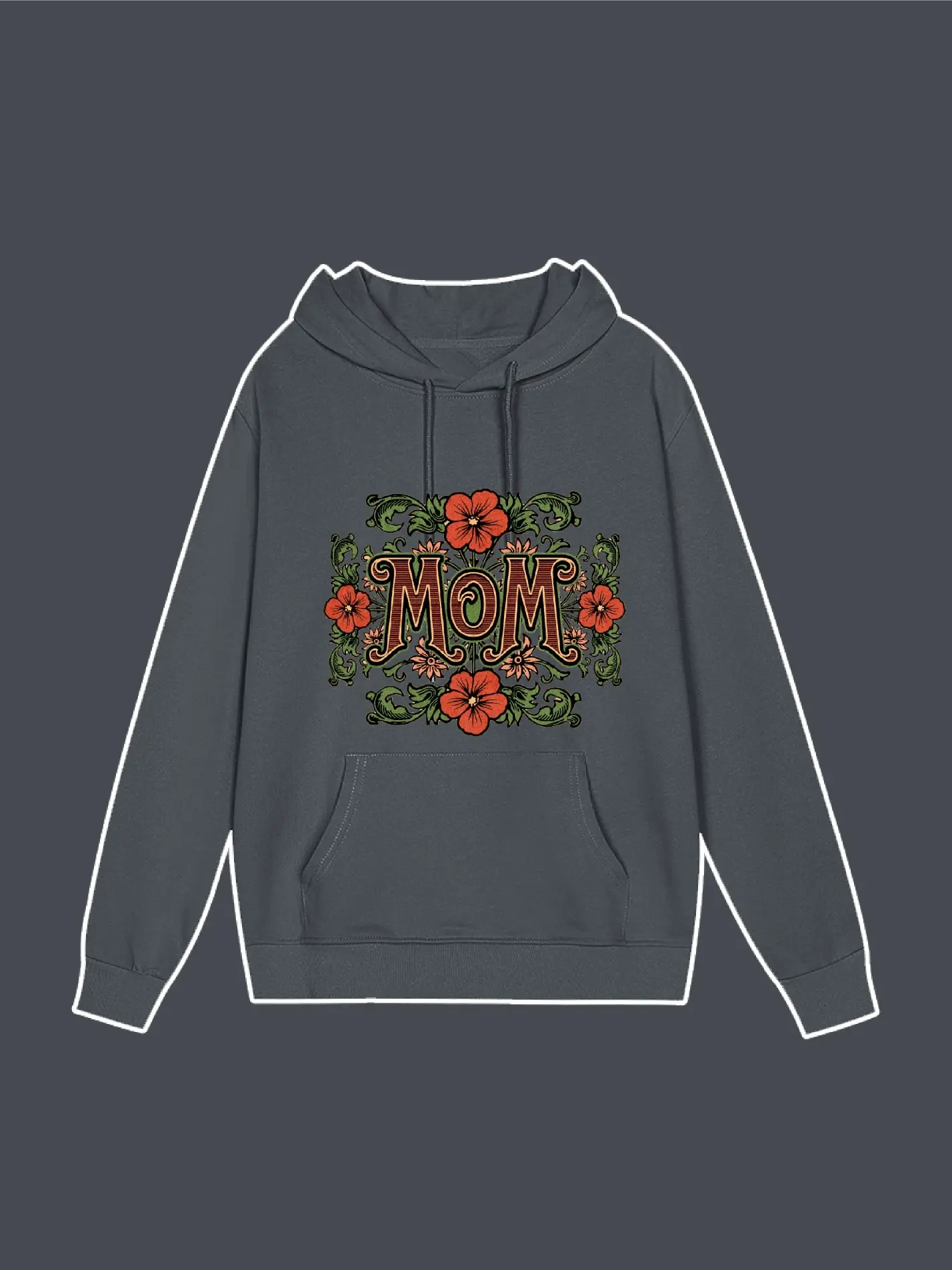Retro Floral Graphic Hoodie For Mom