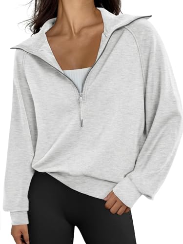 Womens Oversized Sweatshirts Half Zip Pullover Long