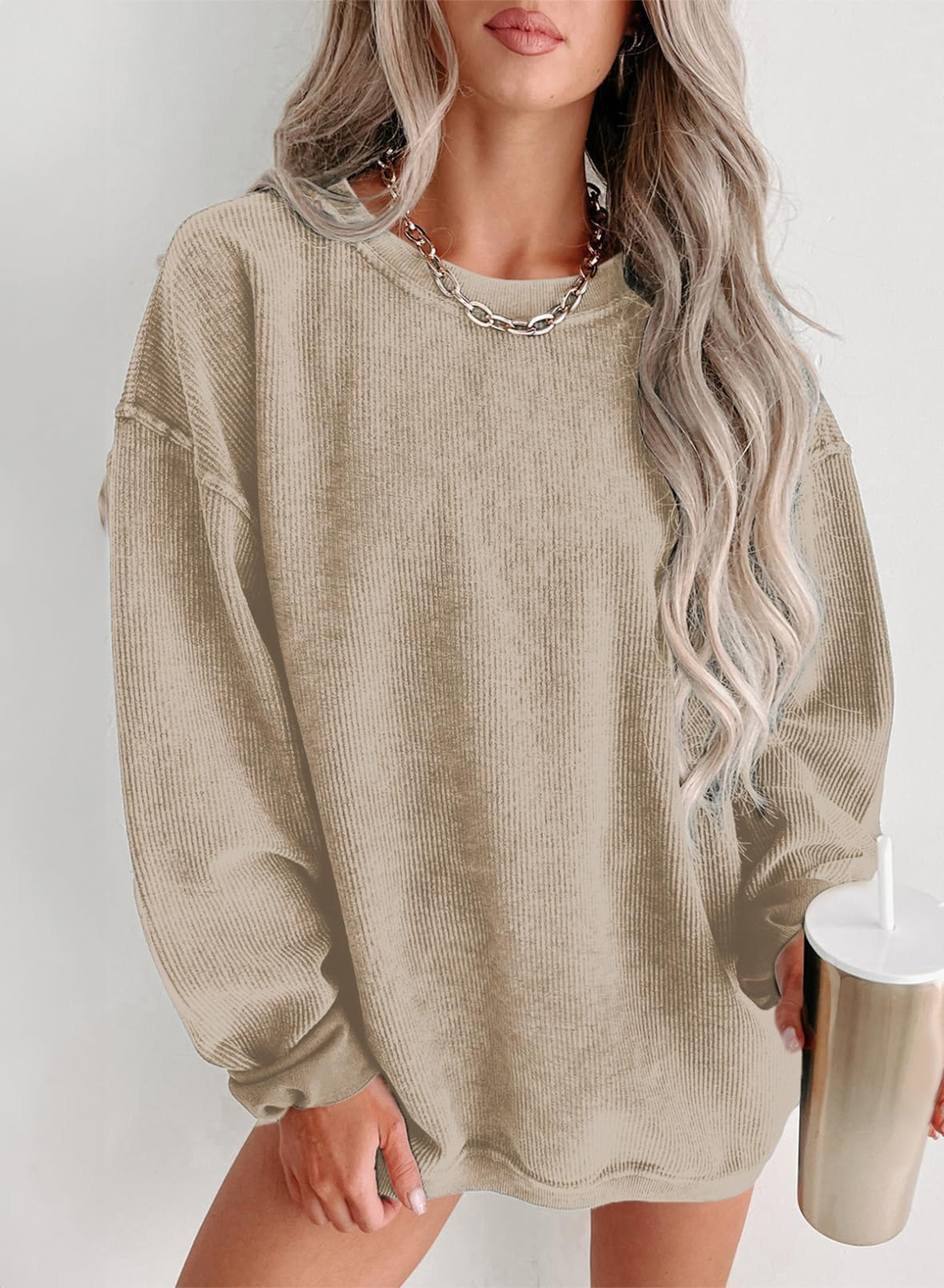 Women Casual Oversized Long Sleeve Crewneck Sweatshirts