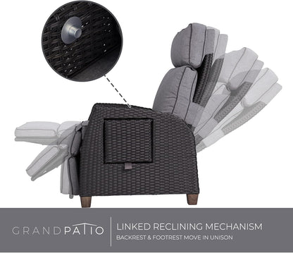 Outdoor Recliner Chair Patio 150° Lay Flat Recliner