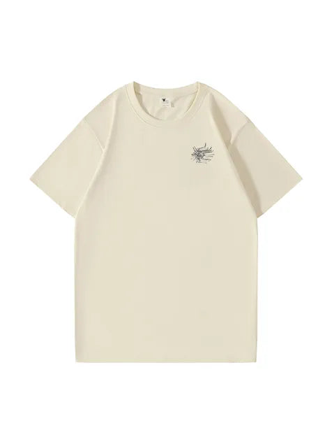 270g Back Skull Printed Wash Old Cotton T-shirt